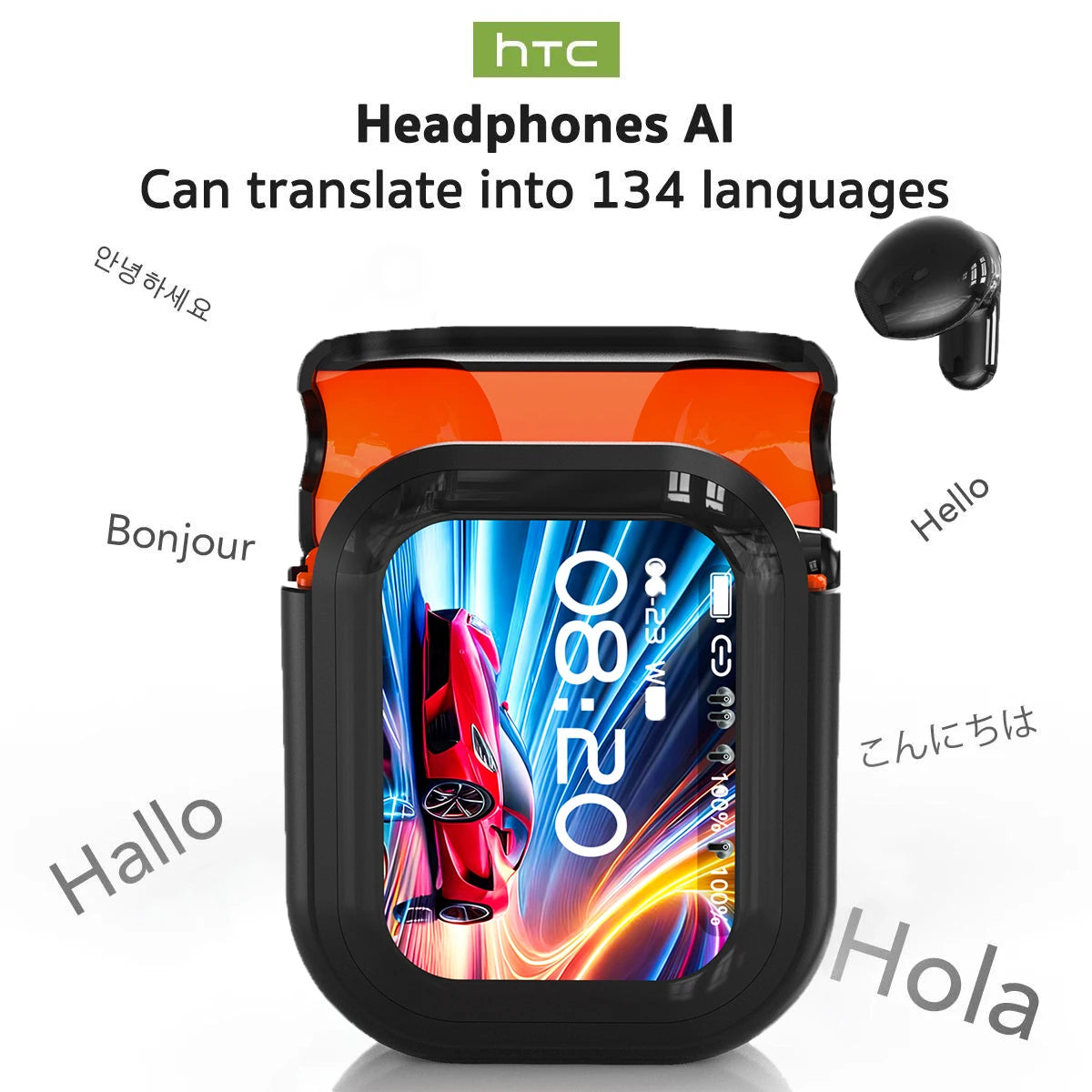 Auriculares Traductor Deidioma 2026 HTC NE20 AI Translator Earbud Real-Time Translation Smart LCD Screen BT6.0 TWS Choice