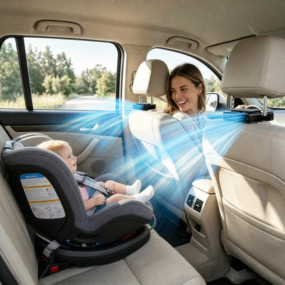 【Summerfinds】Joytutus 2026 Car Seat Fan with Seatback Cooling Airflow for Driver & Back Seat Passengers, 5-Speed Quiet Detachable Clip Magic Tape Backseat Wireless Fan for Baby Rear Facing, Headrest Carseat Fan for Infant, Kids & Dogs