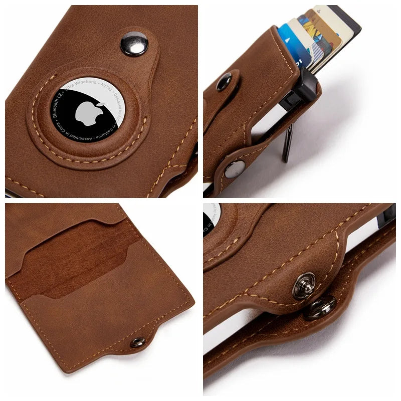 Elegant AirTag Wallet for Men | RFID Protection, Genuine Leather, Slim Design & Secure Coin Pocket