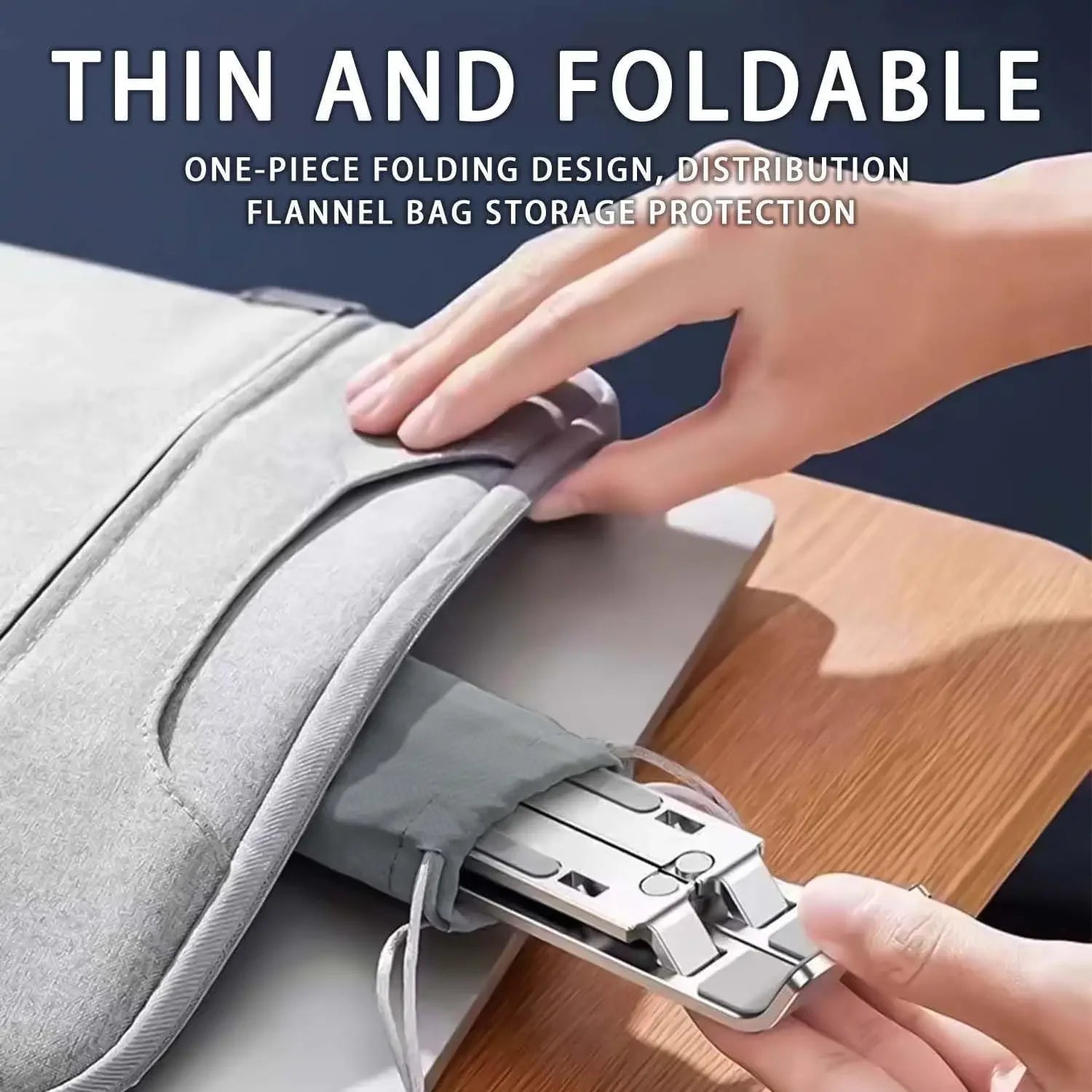Adjustable Aluminum Laptop Stand with 6 Height Levels, Foldable and Portable Design for 8-16” Laptops, Enhanced Ventilation and Heat Dissipation