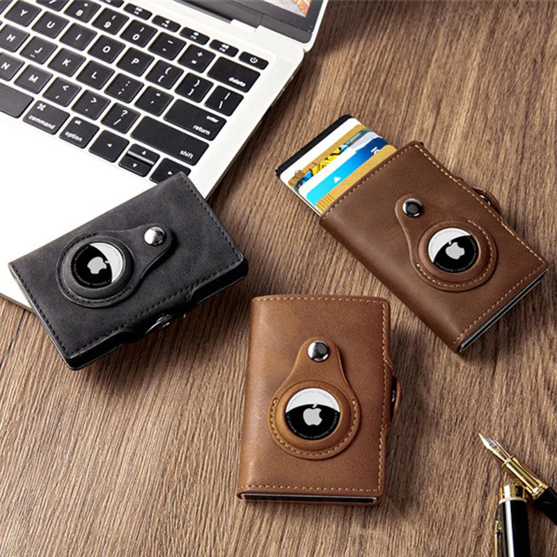 Elegant AirTag Wallet for Men | RFID Protection, Genuine Leather, Slim Design & Secure Coin Pocket