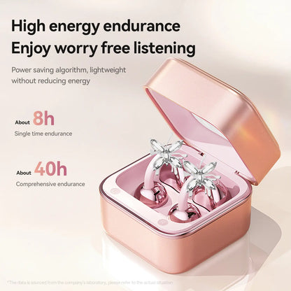 CHENRUIDA Mini Square Wireless Bluetooth Earphones Features a Built-In Makeup Mirror and Fill Light, Portable Makeup Tool, 360° Panoramic Sound Effect + Active Noise Cancellation, Soft Silicone Ear Tips for Comfortable Wear, and Extra-Long Battery Life.