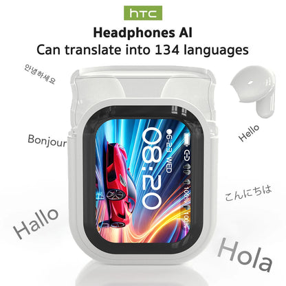 Auriculares Traductor Deidioma 2026 HTC NE20 AI Translator Earbud Real-Time Translation Smart LCD Screen BT6.0 TWS Choice
