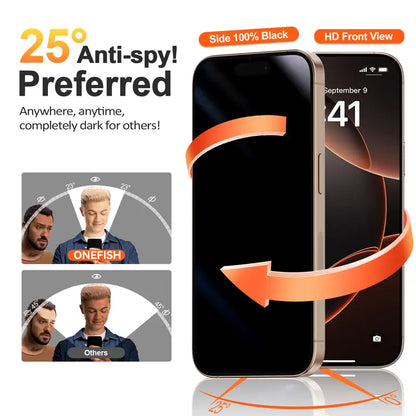 One Fish [2-Pack] Screen Protector for Iphone 17 Pro Max / 17 Pro, Samsung & Google | Privacy Protection, Polarized Eye Care, Scratch-Resistant, Easy Install
